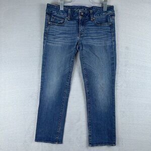 American Eagle Artist Crop Jeans Stretch Womens Size W30 Low Rise Blue